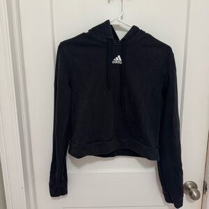 Adidas Women's Black Cropped Hoodie